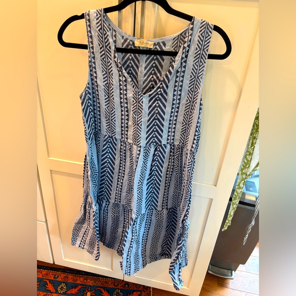 Blue Patterned Sleeveless Top